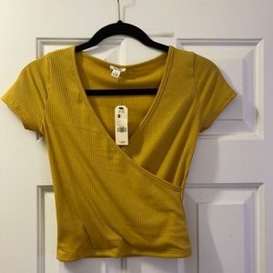 Yellow wrap crop top